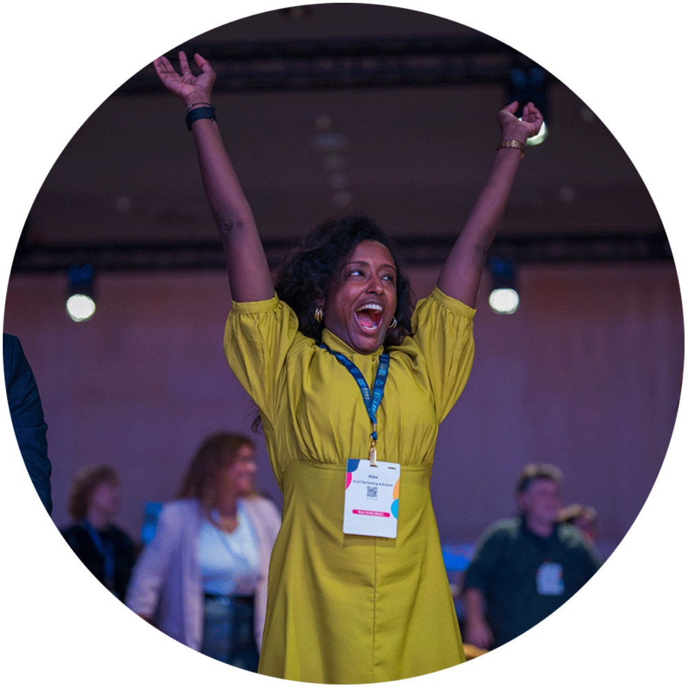 Women celebrating with arms up