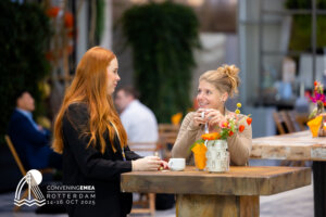 Two event organisers networking